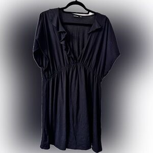 Apt. 9 Black Ruffled Short Sleeve Cover Up